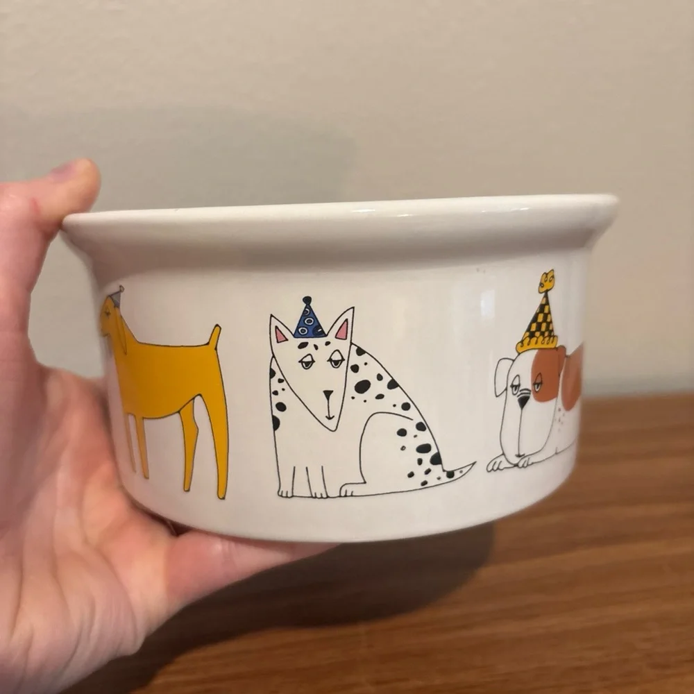 Ursula Dodge Dog “PARTY DOG” Dish Pet Water Food Bowl Signature Stoneware